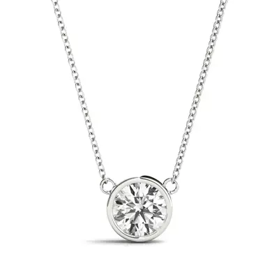 Classic Solitaire Bezel Lab Diamond Necklace (3/4 ct. tw.)
